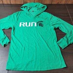 Next Level Apparel Green Michigan State Run Hooded Tee Small